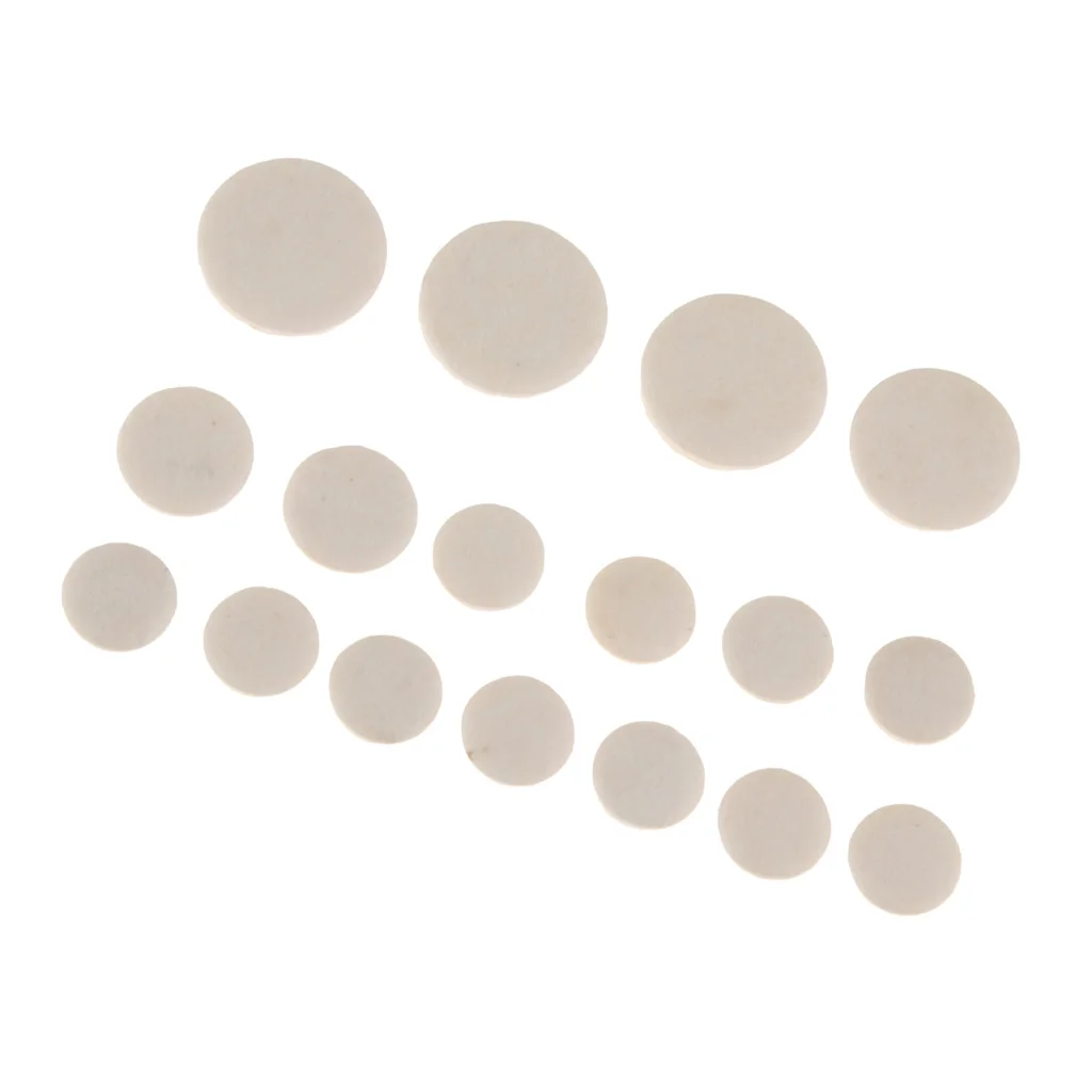 17 Pieces Clarinet Key Cushion Pads Mat for Woodwind Instrument Parts 17/15/12/10mm Diameter