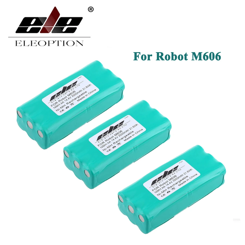 

ELEOPTION 3PCS 14.4V 2000mAh 2.0Ah Ni-MH Replacement Vacuum Robot Battery For Dirt Devil Libero M606 0606004