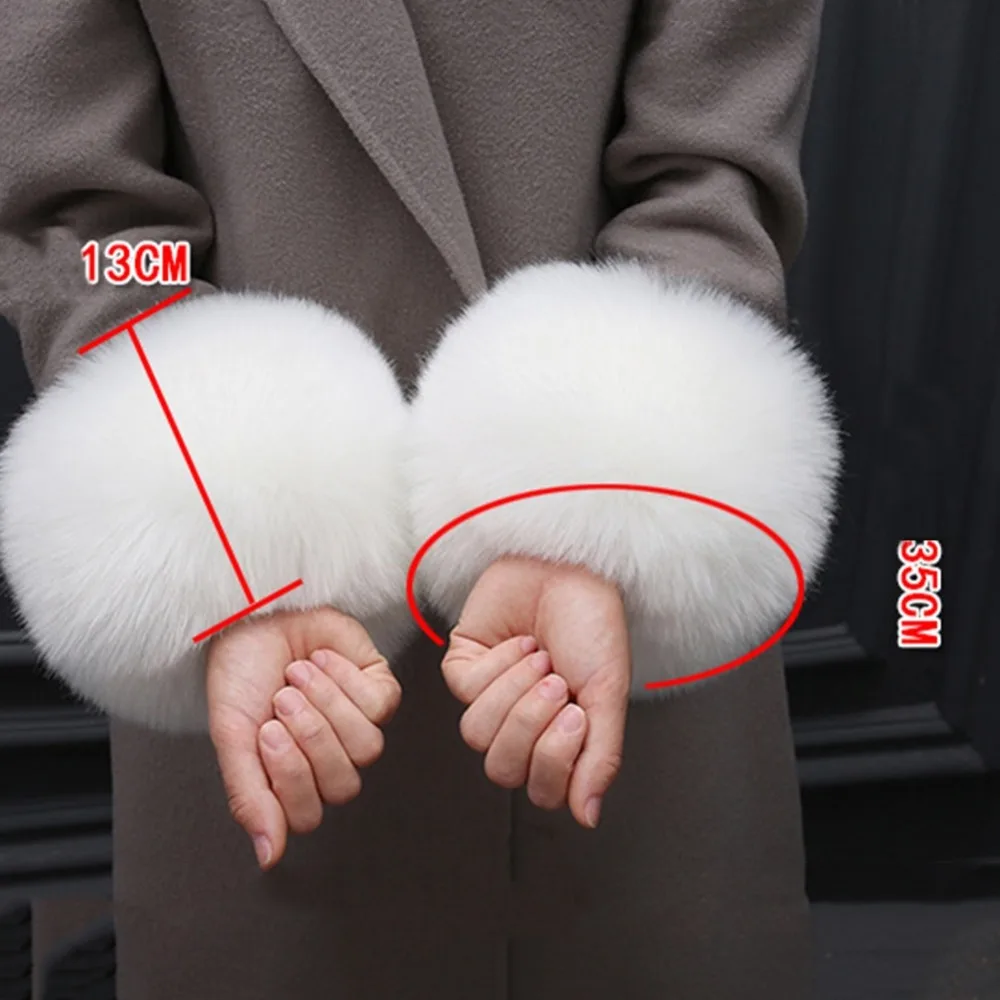 1 Pair Solid Color Fashion Winter Warm Faux Fur Wrist For Ladies Women's Warmer Cuffs Arm Warmers Wraps