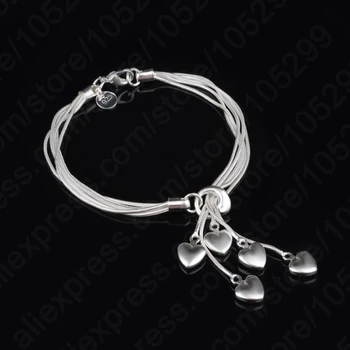 

Classic 925 Sterling Silver Heart Shape Bracelets Women Charm Line Bracelets Bangles Jewelry Gift