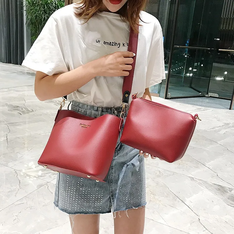 

2019 Newest casual Hand bags 2 set Designers Simple Female Luxury Hand bag Shoulder Bag Handbags Vintage Women Top-handle