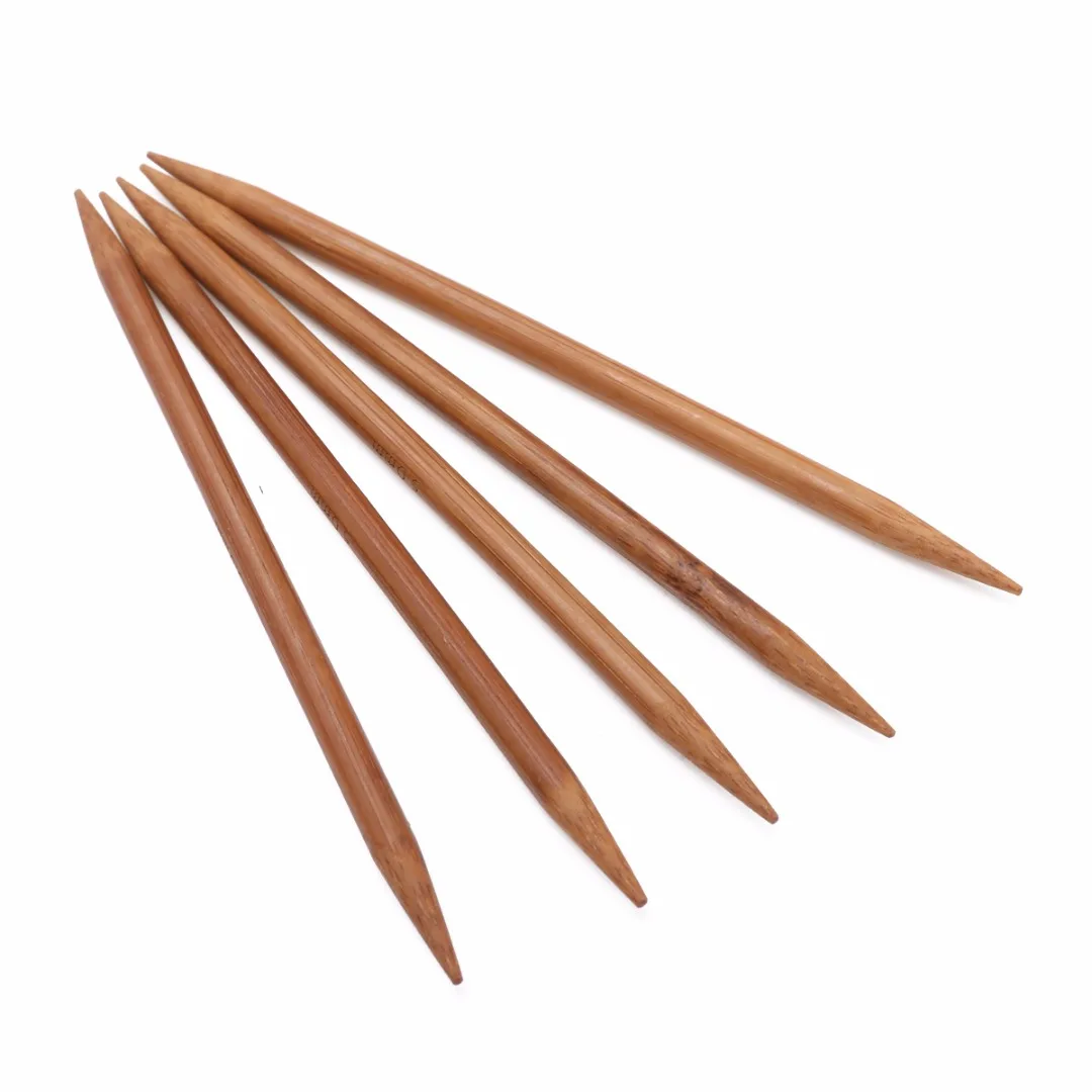 55pcs 5"/13cm Knitting Needles Double Pointed Carbonized Bamboo Smooth Needle Set DIY Sewing Weaving Craft Tools
