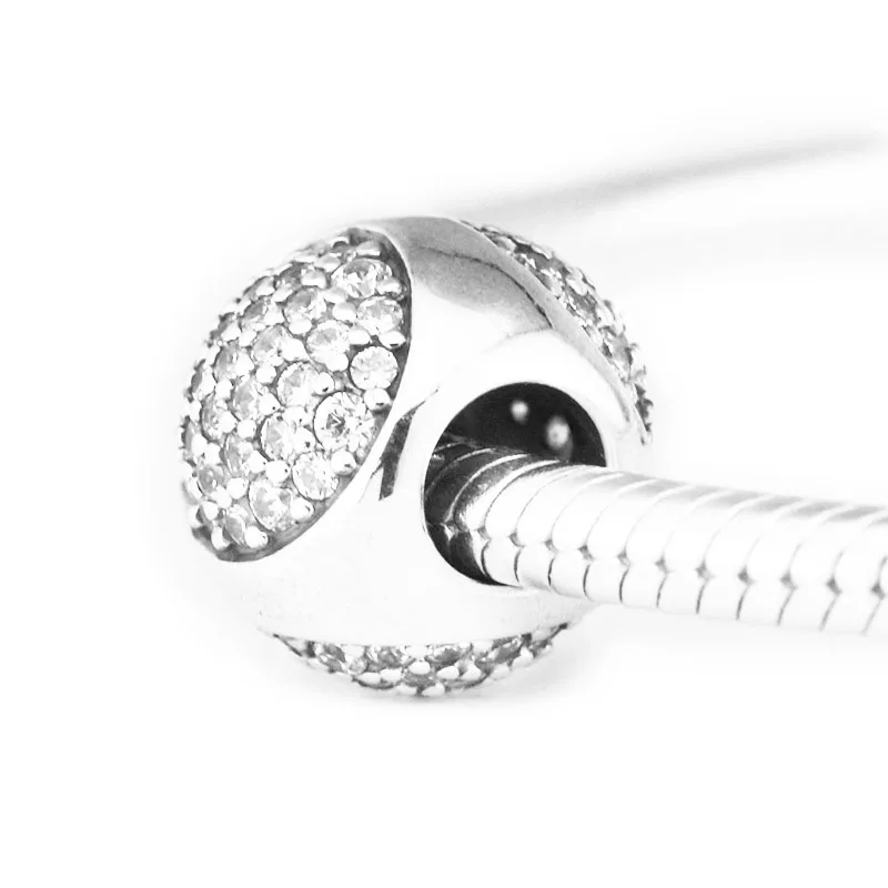 

925 Sterling Silver Jewelry Three Faces Pave Round Charm Bead Mid-Autumn New Style DIY Jewelry Fit for Silver Charm Bracelet