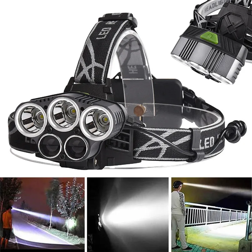 

USB Power Led 6 Modes Headlight Headlamp 50000LM 5x XM-L T6 LED Rechargeable USB Headlamp Head Light Zoomable #F#35TY0