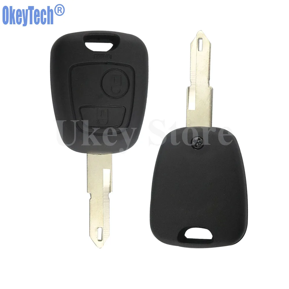 OkeyTech 2 Buttons Car Remote Key Shell Case For Peugeot 206 Car Key Shell for Citroen Uncut Blade Blank Replacement Key Cover