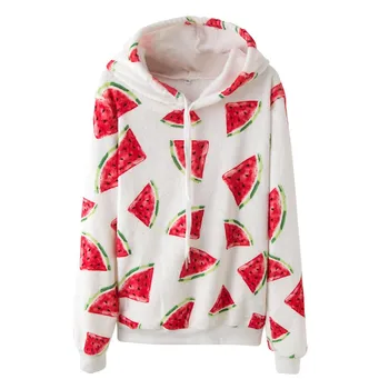 

Women Autumn Winter Hoodies Sweatshirts Character Print Long Sleeve Pullovers Female Tie Collar Sweatshirts