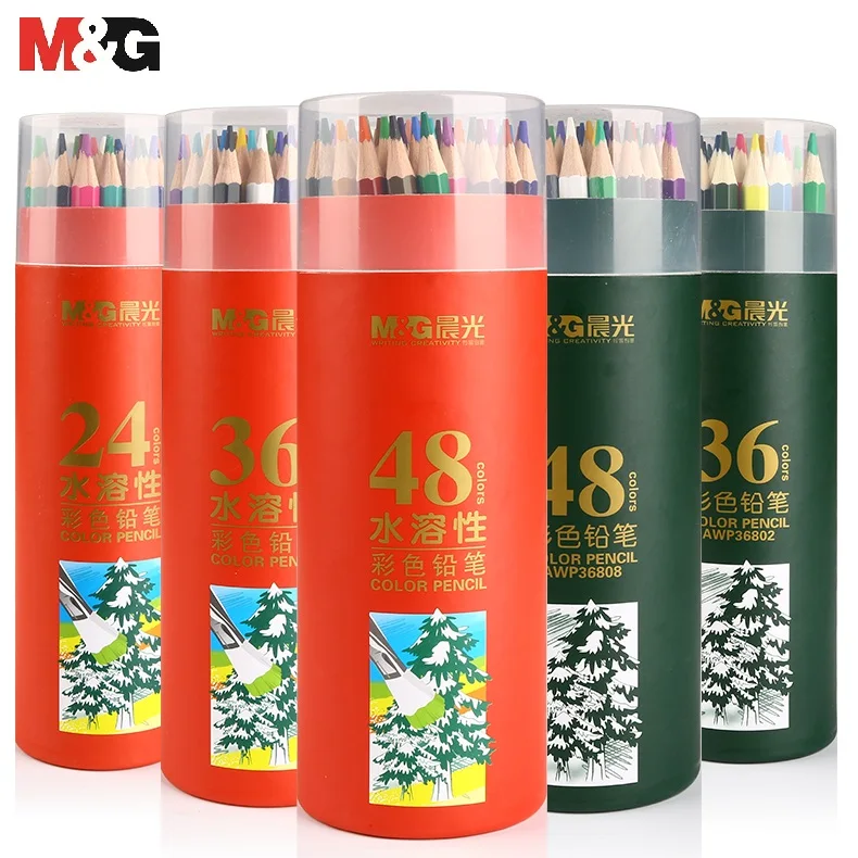 M&G Oil/Aqua Color Pencil 12/18/24/36/48Colors Non-toxic Colored Pencils Lapis De Cor Artist Painting School Drawing Sketch Art