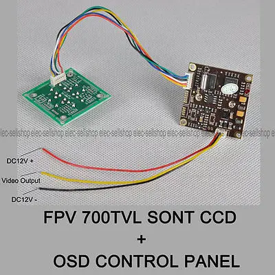 FPV 700TVL Sony Super HAD II CCD WDR Board Mini RC Camera+OSD Control Panel+3.6mm lens For RC 4