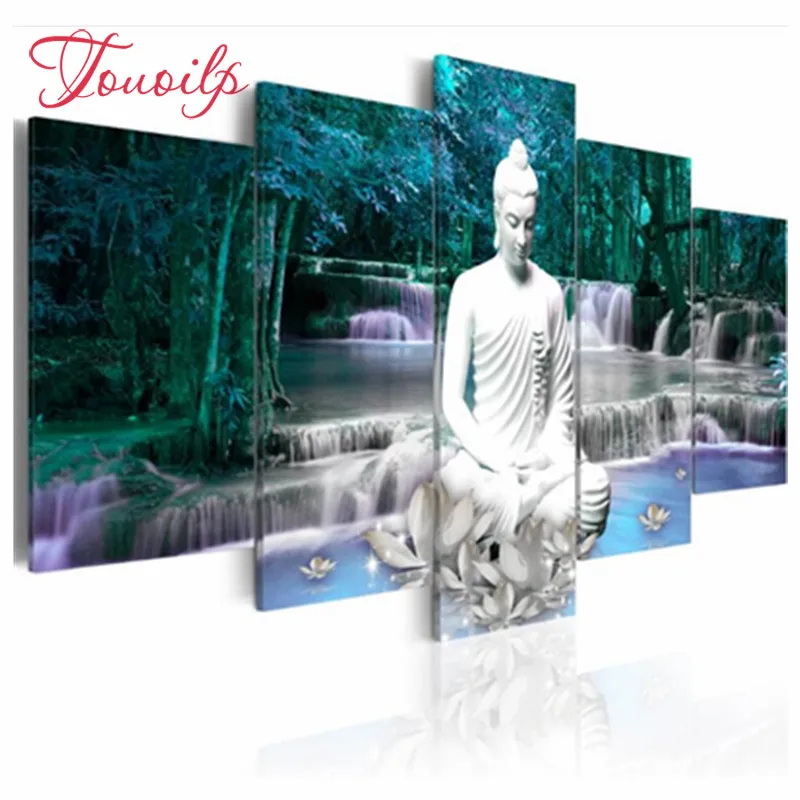 

5 PCS Multi-picture Diamond Painting Buddha Art Gifts Room Decor Diamond Mosaic Embroidery Religion Rhinestones Pattern