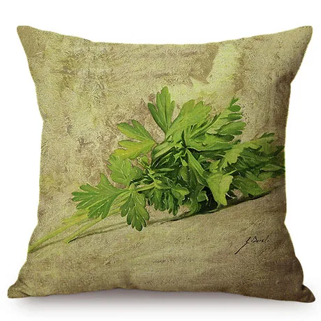 Nordic Farm Autumn Harvest Crops Oil Painting Art Style Decorative Cushion Cover Chili Olive Radish Linen Sofa Throw Pillow Case K118-10