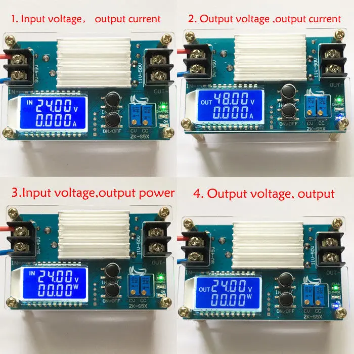 DC повышающий преобразователь CC CV силовой модуль 9-45 В до 11-50 в 12 В 24 в 36 В 5A Регулируемый источник питания Вольтметр Амперметр