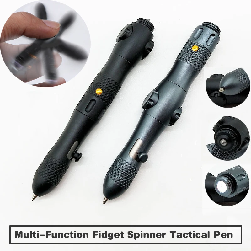 Vente 2019 nouveau multi fonction auto défense stylo tactique Fidget Spinner d urgence brise verre survie en plein air EDC outil Camp en plein air