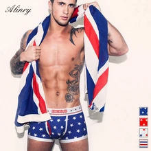 Nueva marca de 100% algodón shorts mens underwear boxers underwear 4 colores estrella de la bandera hombres cueca boxer calzoncillos hombre boxer marca