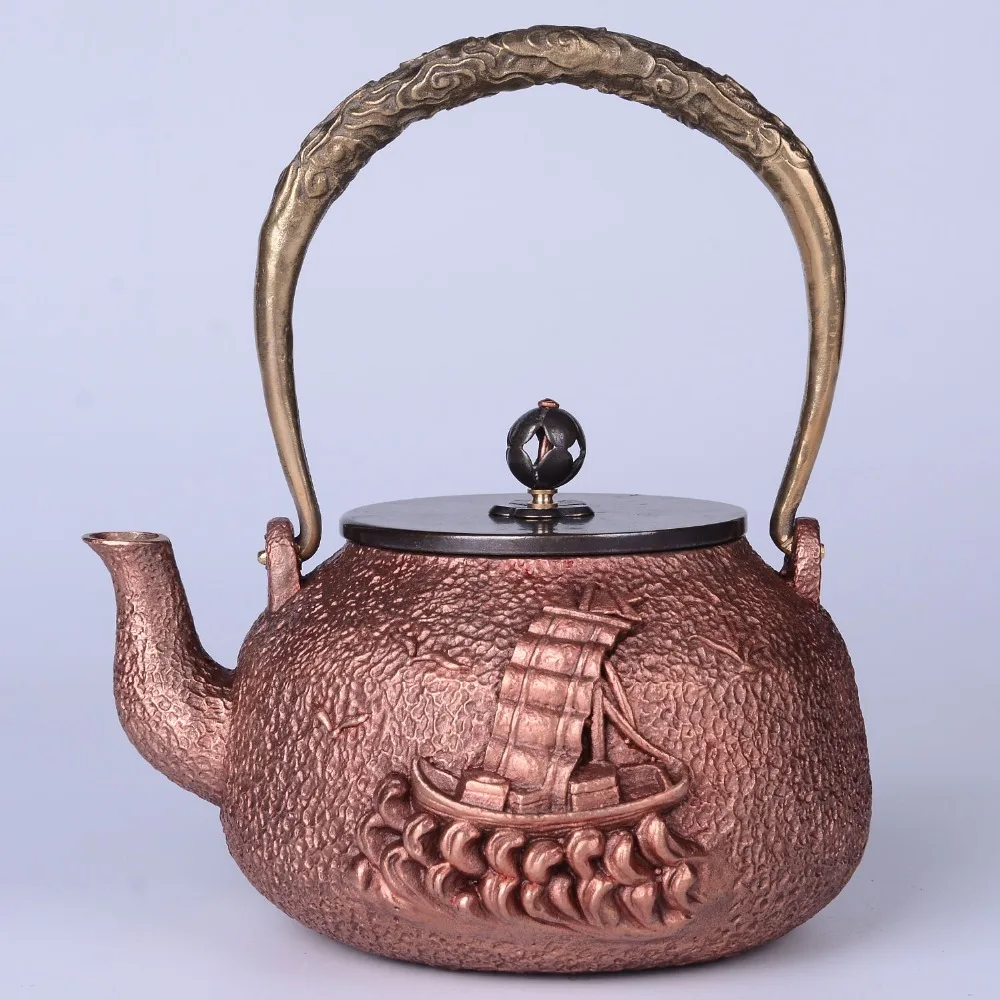 1.4L handmade copper teapot glass samovar ceramic enameled from clay
