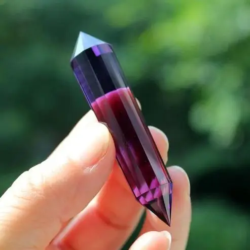 

12 sided VOGEL Style Synthetic Deep Purple QUARTZ CRYSTAL DT POINT Healing 18g