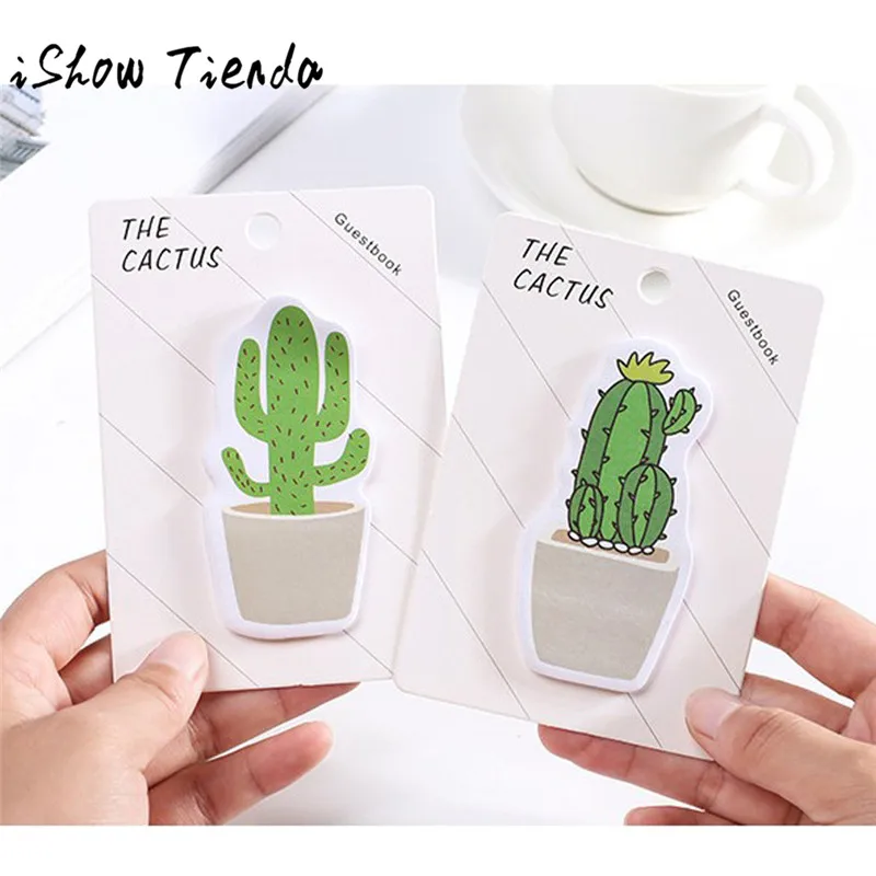 

ISHOWTIENDA Fresh Cactus Love Memo Pad Sticky Notes Memo Notebook Stationery School Supplies A sticky note