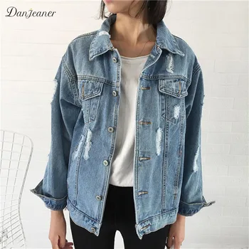 

Danjeaner Brand 2018 Women Basic Coat Denim Jacket Autumn Winter Plus Size Bomber Jacket For Women Casual Streetwear Jean Coats