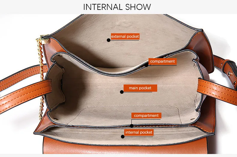 100% Genuine Leather Women Shoulder Bags Famous Brand Metal Ring Chains Women Crossbody Bags Retro Natural Leather Lady Handbag (2)