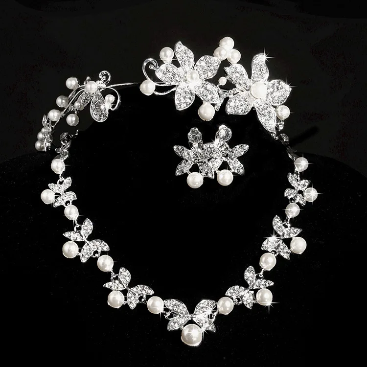 Elegante de Prata Tiara Pérola Headband Do Cabelo de Cristal Cabeça Cadeia de Jóias Acessórios Do Cabelo Do Casamento Romântico vestidos de Noiva Cocar (6)
