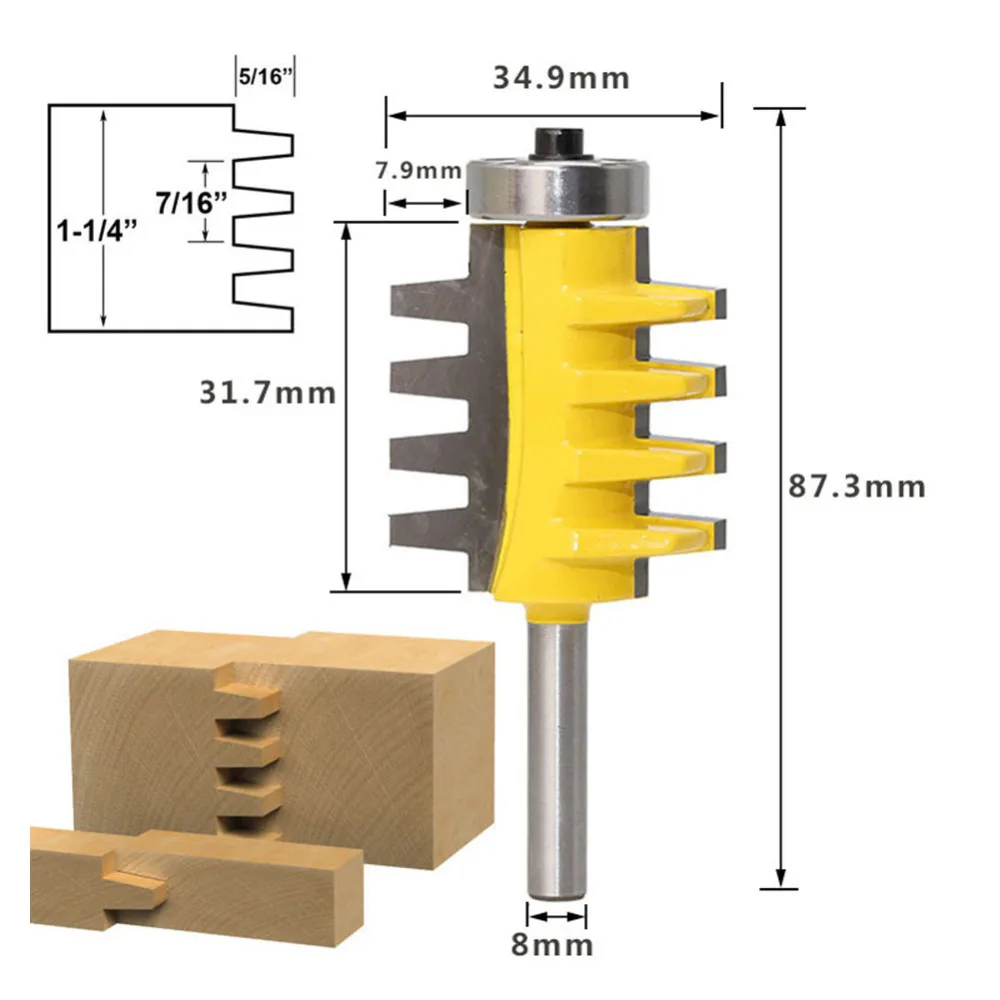 

8mm Shank Router Bits Finger Joint Glue Milling Cutter for Wood Tenon Woodwork Cone Tenon Milling Tenoning Machine Tools