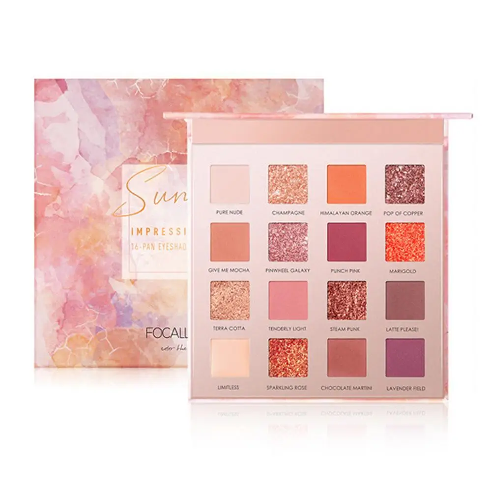 Minshzee 16 цветов Тени для век Палитра мерцающий Блестящий Матовый Desert Rose