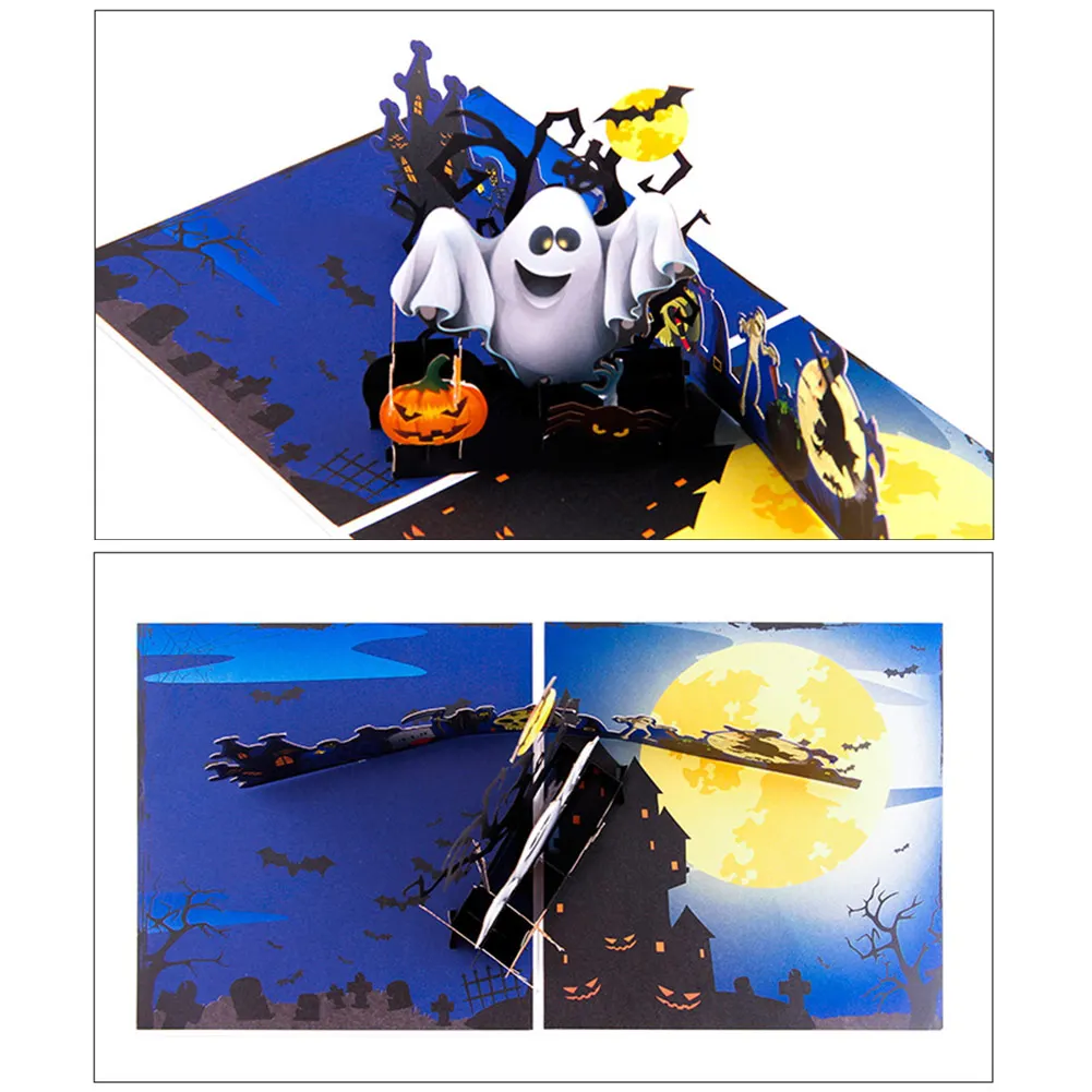 3D Хэллоуин Pop up открытка призрак тыквы ручной работы открытка с конвертом для Хэллоуин тематические Вечерние
