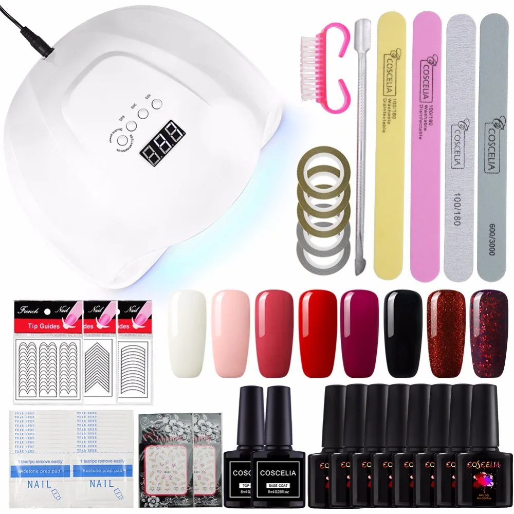 

COSCELIA 54W UV LED Lamp For Nail All For Manicure Pedicure Nail Art Set Tools for Manicure Set 8ML Gel Nail Polish Kit