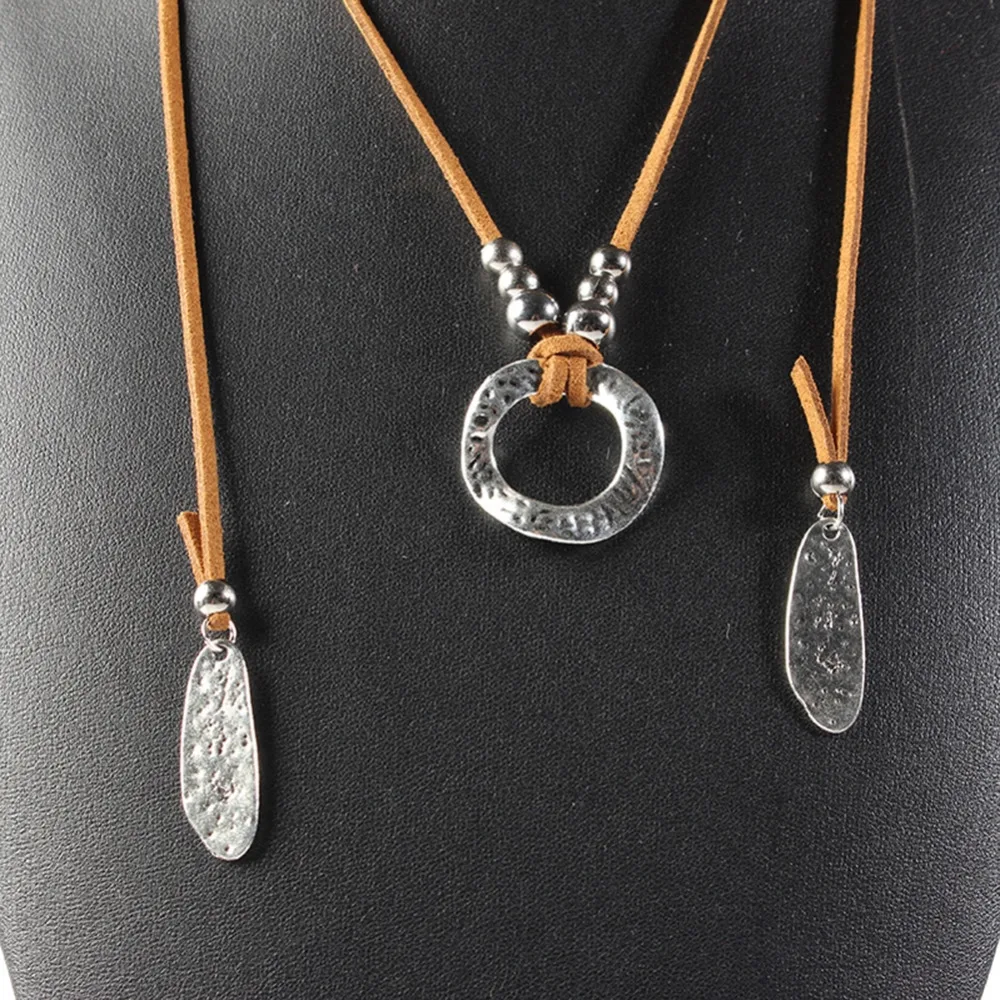 Women's Necklace brown leather siber Jewelry Accessories Ladies leather necklace Women's ethnic necklace - Image 5