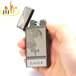 JIJU двойной огонь крест двойной дуги импульса Зажигалка USB Перезаряжаемые Непламено Электронная зажигалка JL-297V