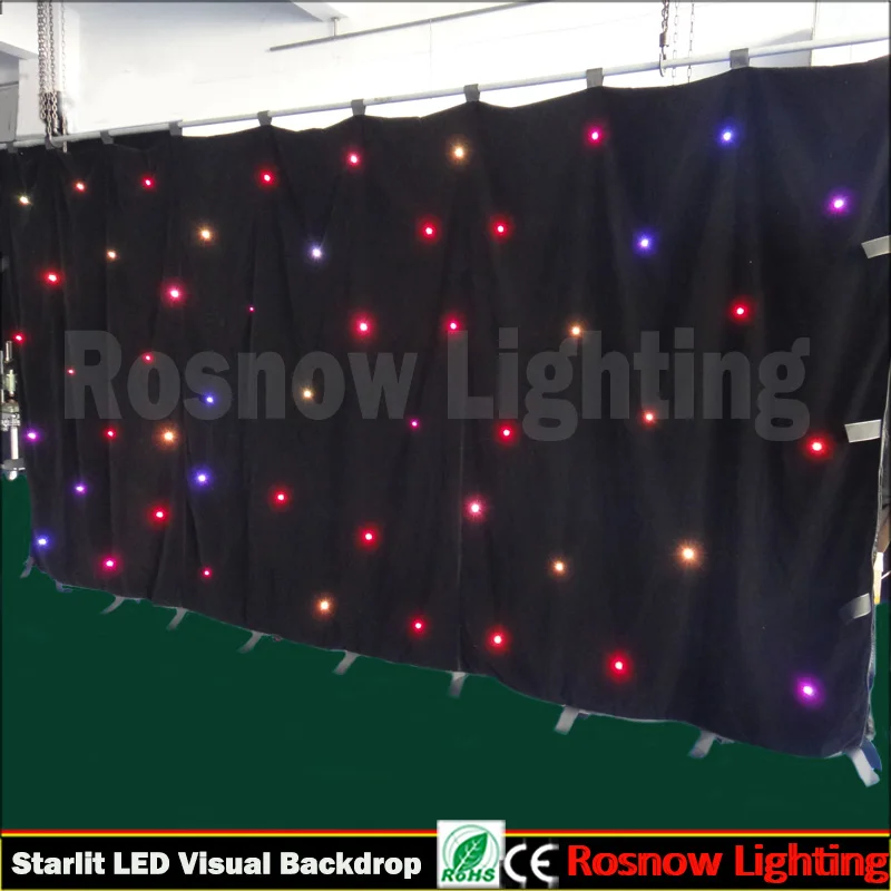 Трехцветный Звездный светодиодный визуальный занавес RGB 3 в 1 4 х3 м украшение для