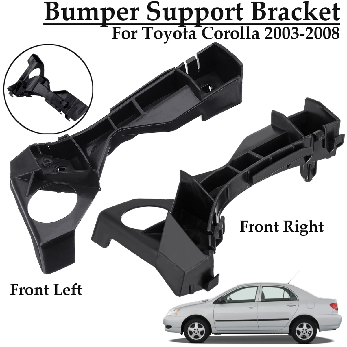 Передний правый левый бампер разделитель Кронштейн черный для Toyota Corolla 2003 2004 2005 2006 2007 2008 5211602061 TO1066142 - Цвет: Right And Left