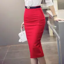 2016 otoño invierno estilo paquete cadera falda negro rojo de la vendimia las mujeres de la vendimia de cintura alta a media pierna sexy 5xl mujeres de talla grande S2751