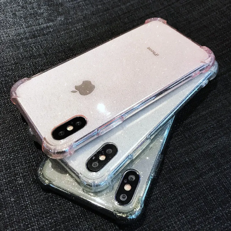 Блестящий Сверкающий Прозрачный мягкий силиконовый чехол из ТПУ для iPhone 6 6s 7 8 Plus