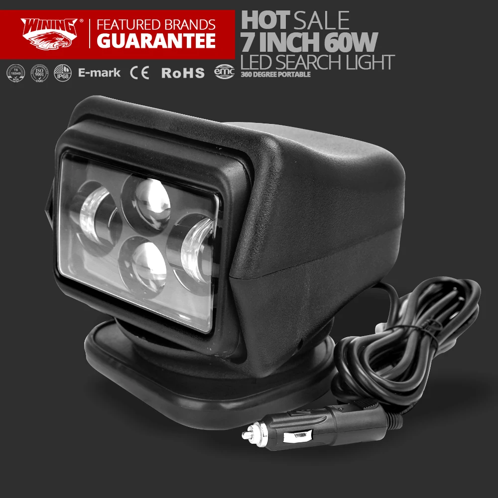

WINING 7 inch 60W Led Remote control Searchlight 12v Spot LED Work searching Light for TRUCK SUV BOAT MARINE fishing camping 1pc
