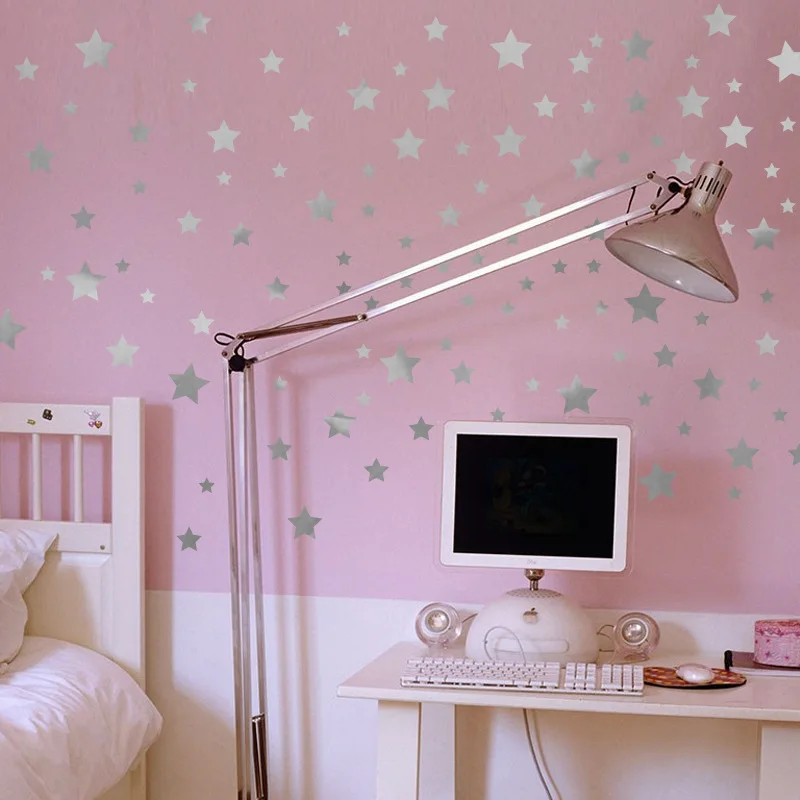 Moderno plata estrellas decoración Adhesivos de pared arte dormitorio niños habitaciones pared Decoración para el hogar pegatinas de pared