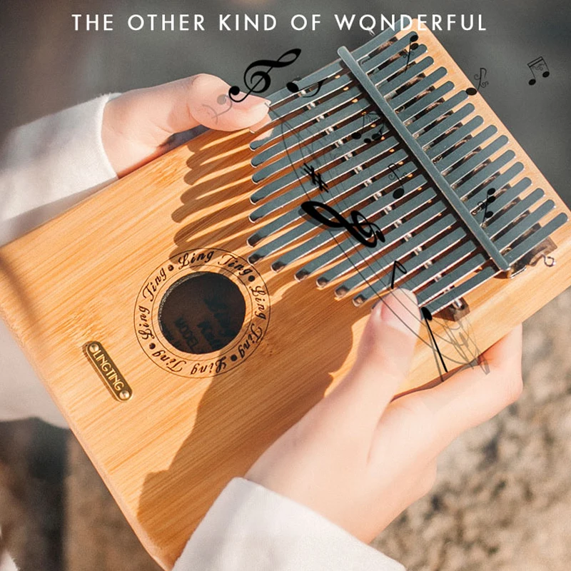 

17 key Kalimba Thumb piano mbira Sturdy Exquisite Solid Bamboo Raw wood color Music African musical instruments Musician Student