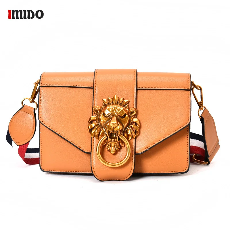 

Women Lion Handbag Designer Flap Crossbody Bags Female Famous Brand Fashion Shoulder Bag Wide Strap Lion Head Handbag And Purse