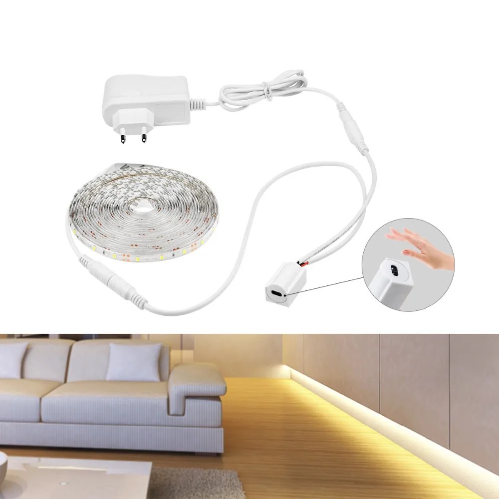 

Vanity Table Lights Makeup Mirror LED Light Strip Lamp 1M-5M Hand Sweep Switch Cosmetic Mirror Light With EU US 2A Power Supply