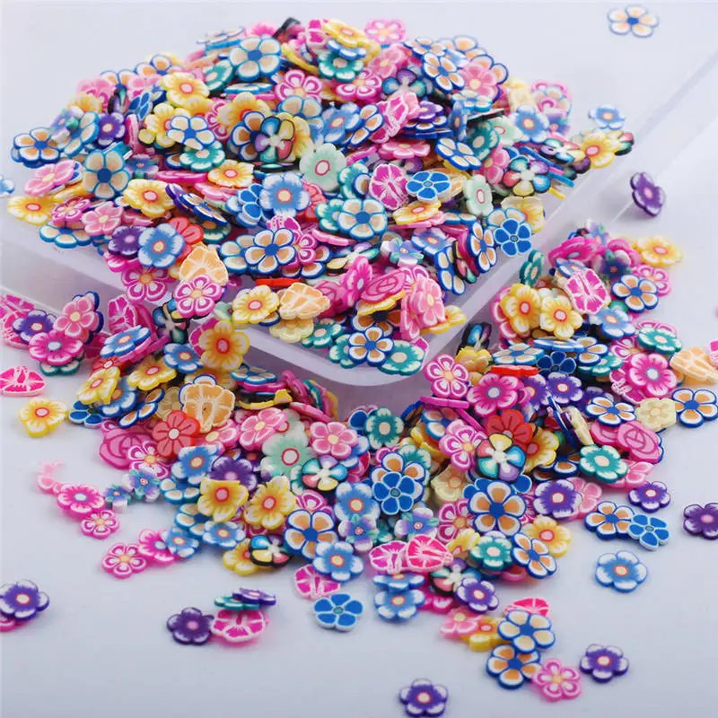 Flower Оптовые цены 10000 шт./пакет ногтей 3d Fimo/фрукты/животное Fower Ломтики Полимерная глина набор гелевых ногтей украшения советы Аксессуары - Цвет: Flower