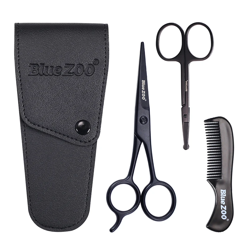 

4pcs/set Beard Shaping Tool for Styling Beard Mustache Scissors and Comb Set Kit for Men Care with Bag Professional Beard Tool