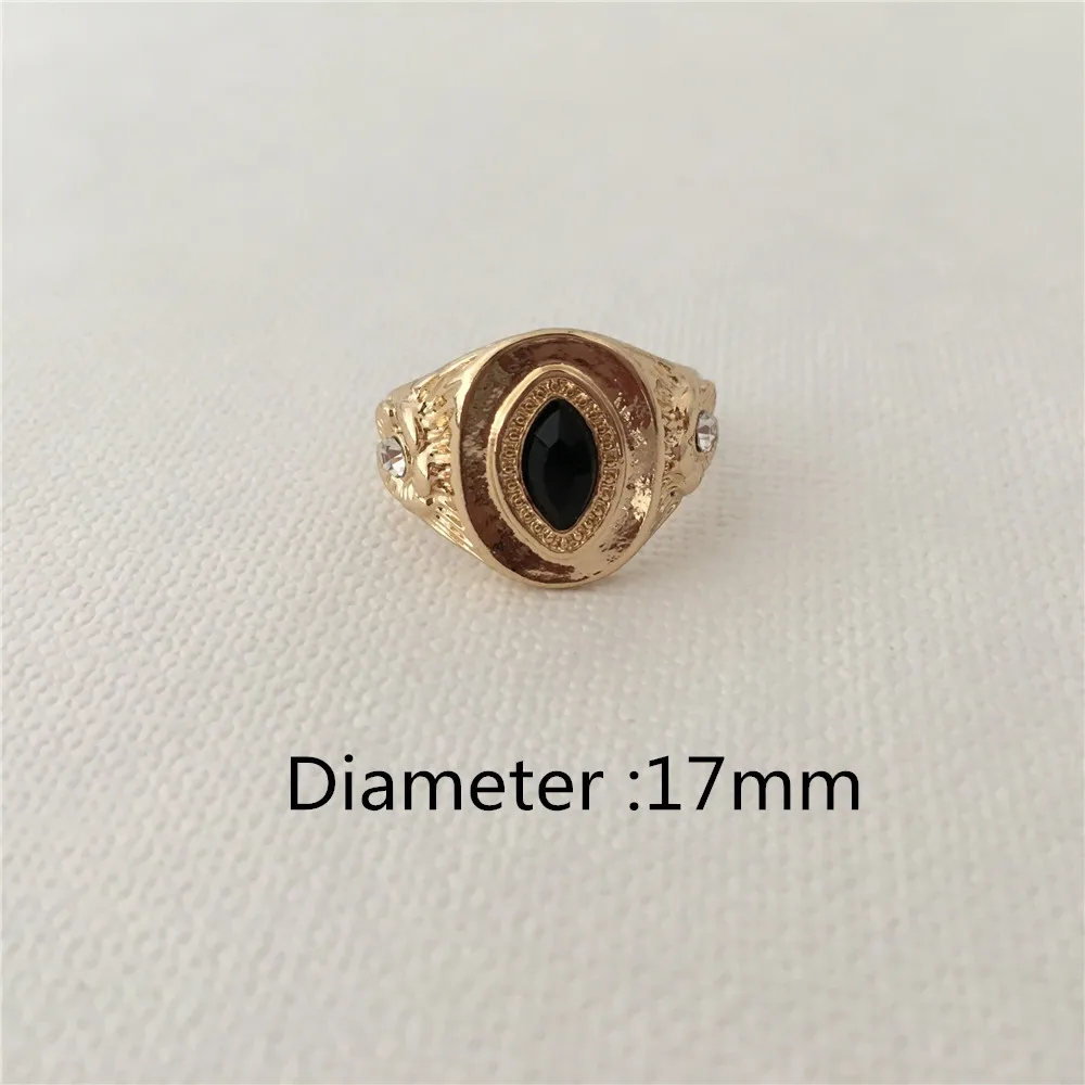 Повседневное женское кольцо золотое покрытие черный камень кольцо для женщин Девушка - Цвет основного камня: 17MM