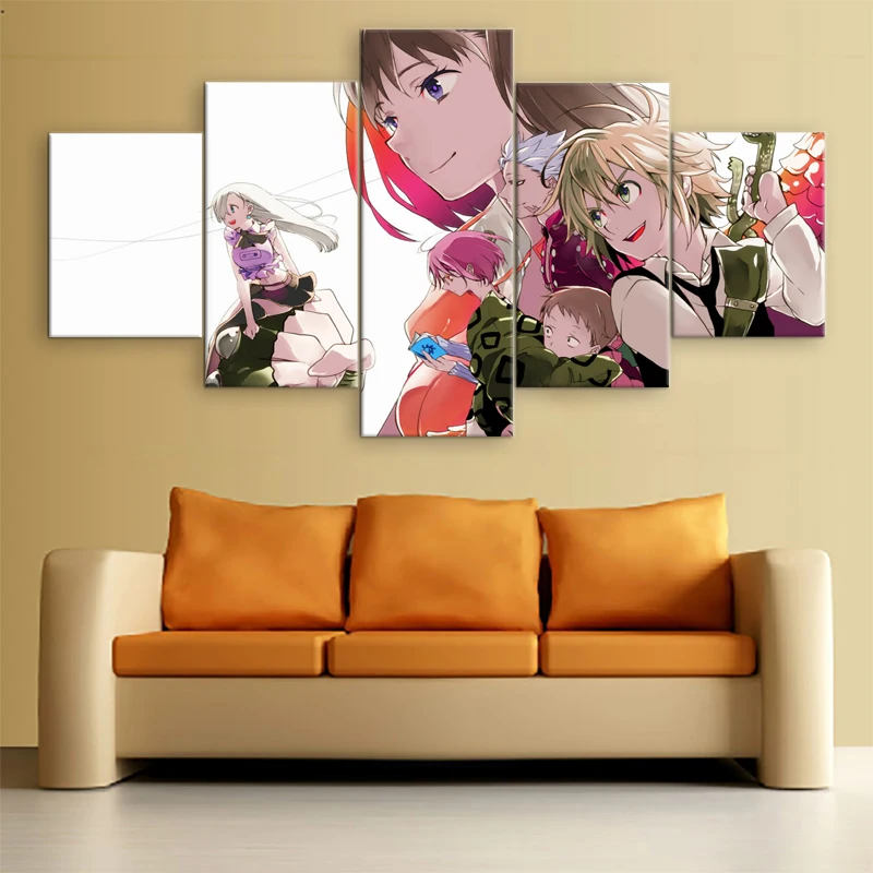 

Wall Art Modular Pictures Canvas Poster Printed 5 Pieces The Seven Deadly Sins Anime Home Decor Painting Living Room Framework