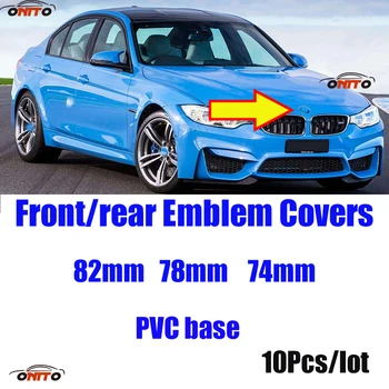 

10Pcs 82MM 78MM 74MM Car Head Front Hood Emblem Rear Trunk Badge Covers PVC Chrome Base For bmw E60 E90 F10 F30 F15 E63 E64 E65