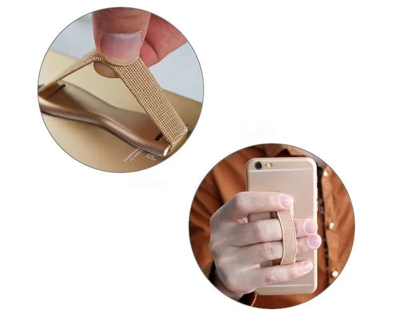 Support Doigt Adhésif Pour Smartphone - Sangle élastique Similicuir - Kwmobile - Noir