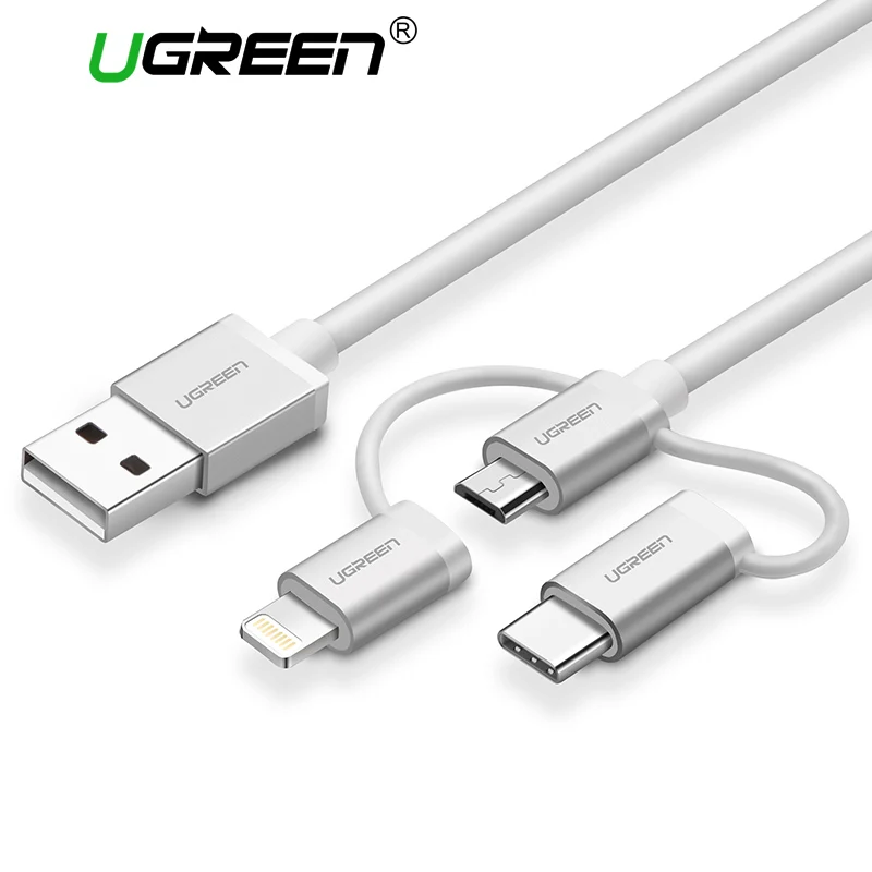 Ugreen 3 in 1 Lightning USB Cable For iPhone 6 7 5 Micro USB Cable Fast