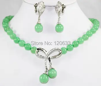 

reen gem White Pearl Red Coral Necklace Set Crystal Pendant Earrings hook..wholesale shipping FreeLuxury Girls Wedding