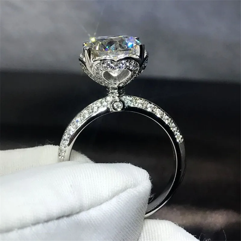 Сердце любовь Soild 925 пробы Серебряное кольцо 1ct Sona 5A циркон камень cz обручальное кольцо для женщин и мужчин ювелирные изделия