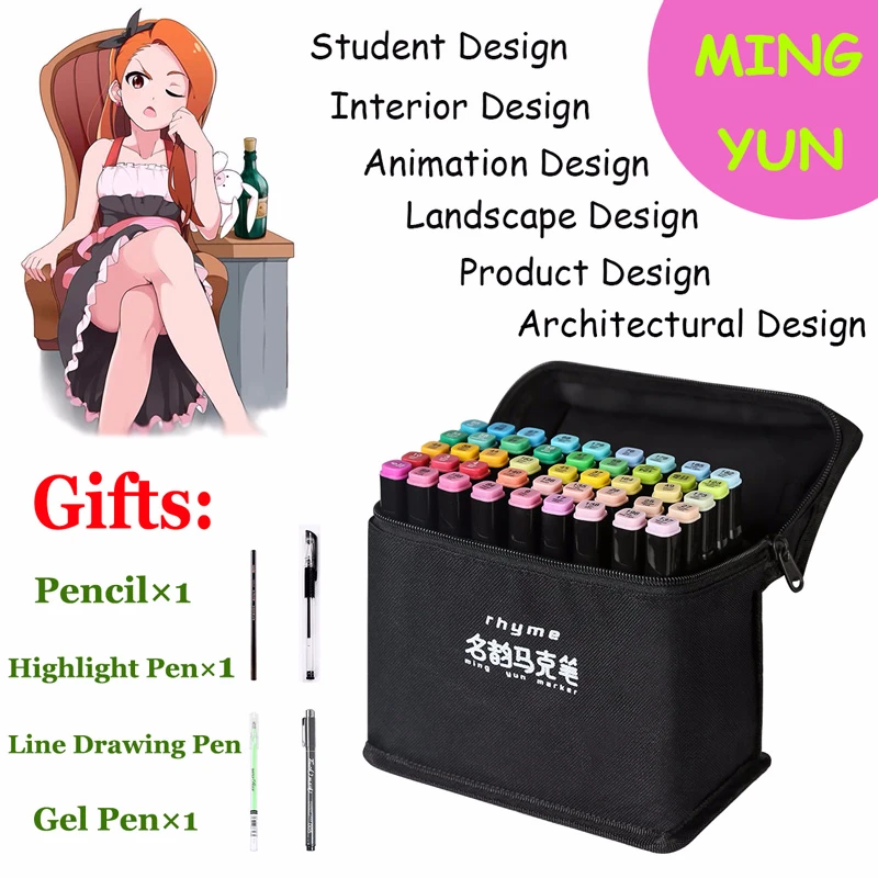 

KLOLD 40 Colors Dual Tip Marker Pens Set for Student Anime and Interior Design Colorful Double Head Markers Pen Non-Toxic Paint