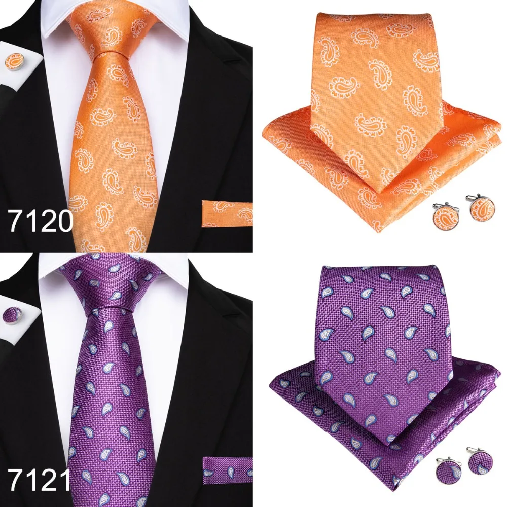 26 стильных мужских галстуков "пейсли", запонки, жаккардовые тканые галстуки на шею для мужчин, Свадебный деловой синий золотой розовый оранжевый Мужской галстук