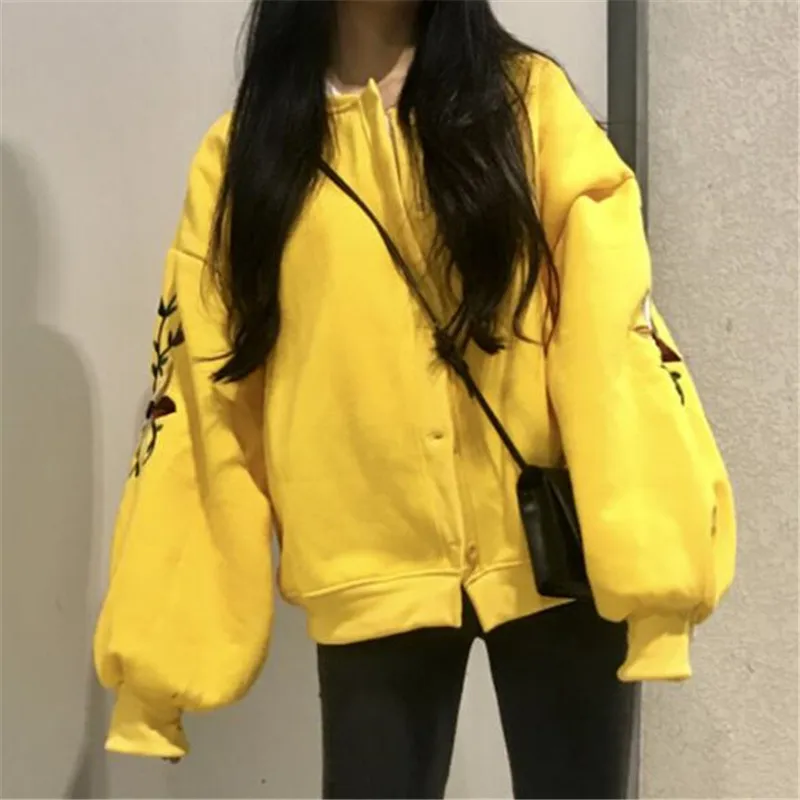 Cardigan Red Chantiers Lanterne Élégante Grands Manches Lâche De Veste Étudiantes Femmes Automne Nouvelles Survêtement apricot Manteaux Manteau Femme mei Printemps Black yellow XZTwOPkiu